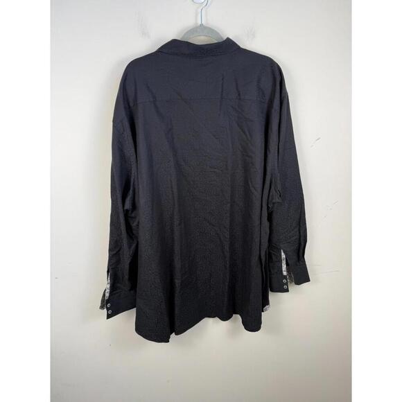 Robert Graham Textured Geometric Flip Cuff Black XXXXL 4XL Long Sleeve - Picture 4 of 8